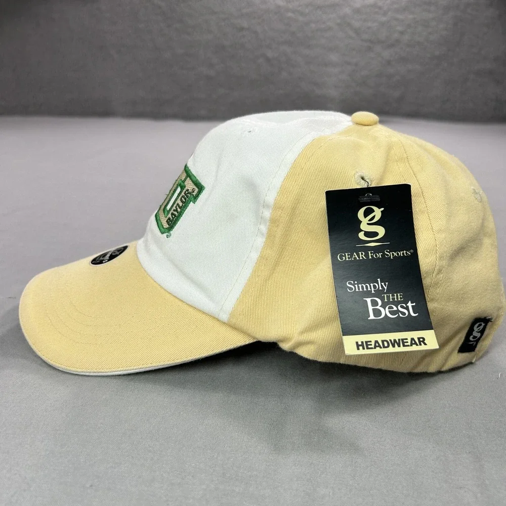 VINTAGE Baylor Bears Hat Cap‎ Strap Back Adjustable Gold White Womens 90s NEW